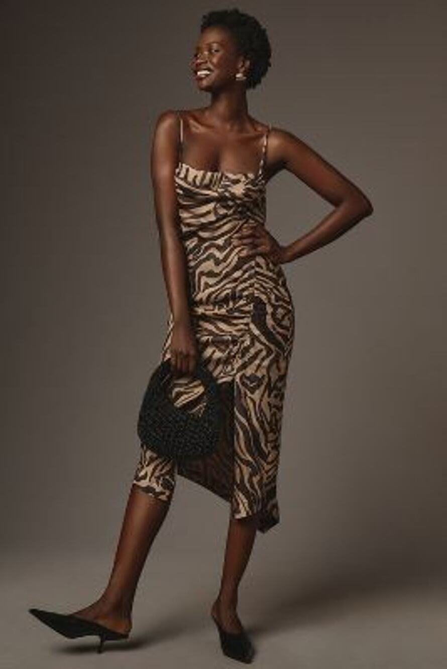 NWT Anthropologie Sleeveless Draped-Back Asymmetrical Slip Midi Dress $168 Sz 16
